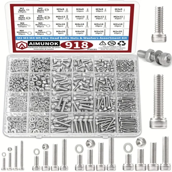918pcs Nuts And Bolts Assortment Kit