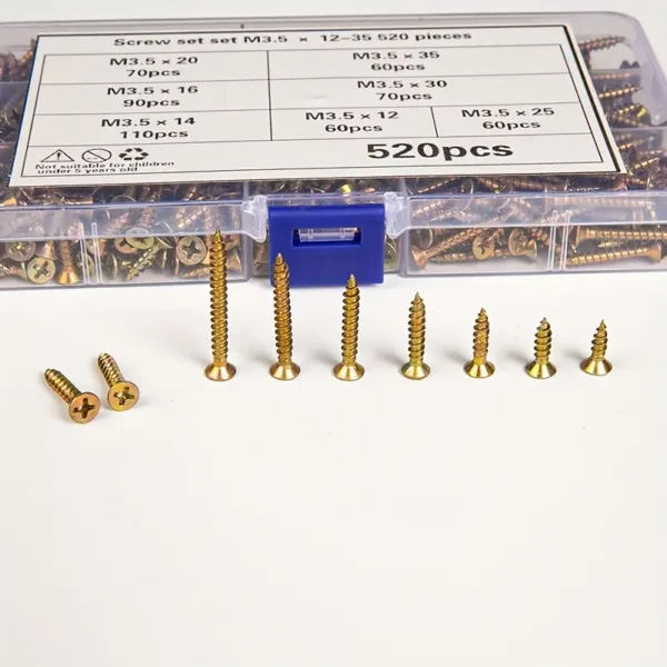 bdd45c40-e3d0-4322-92d7-38ca806d3b0c 520pcs Countersunk Self-Tapping Screws Set